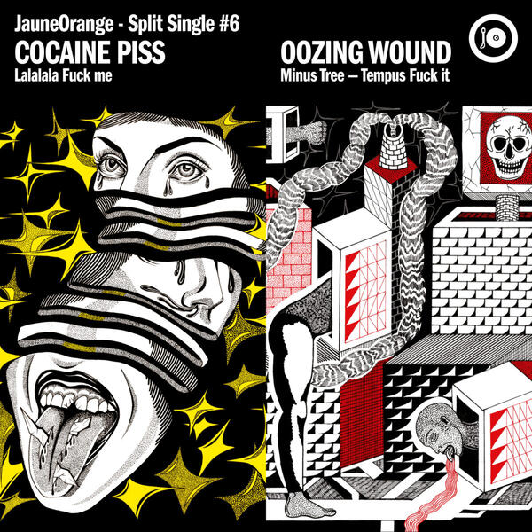 Cover of vinyl record SPLIT SINGLE # 6 by artist OOZING WUND / COCAINE PISS